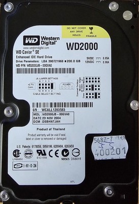 200GB IDE WESTERN DIGITAL WD2000 3,5''