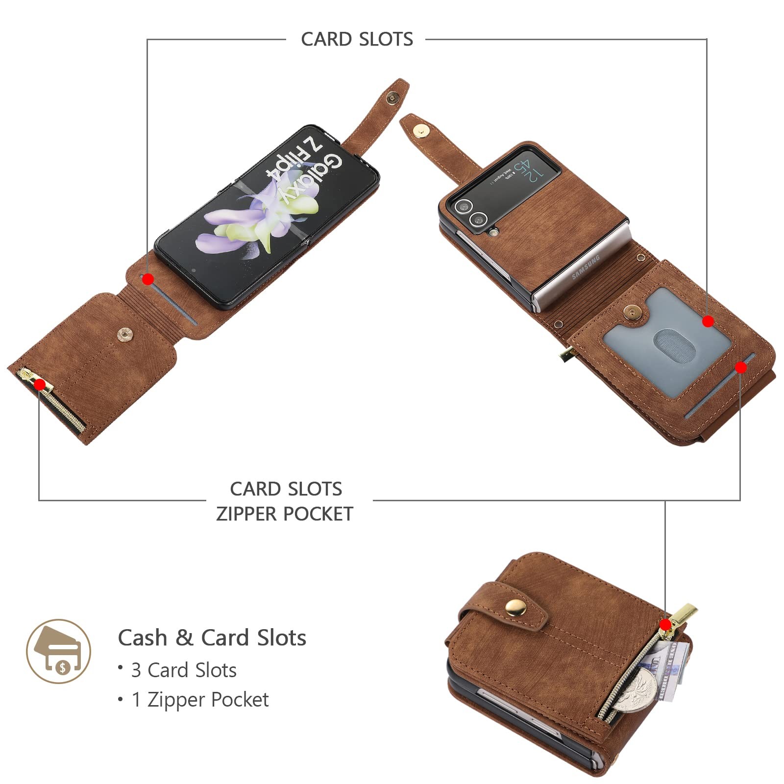 Étui pour Samsung Galaxy Z Flip 4 5G protection cuir PU rabat coque