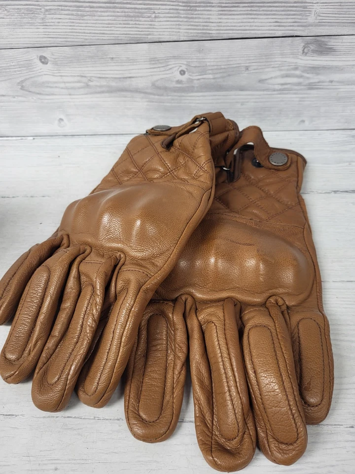 Triumph Barbour Leather Tan Gloves with Knuckle Protectors Mens Size 11/XL. PWM - Image 2 of 4