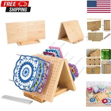 15.5"x7.7" Crochet Blocking Board with 15 Pins/Pegs, Granny Square Blocking B...