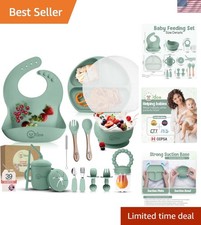17-Piece BPA-Free Silicone Baby Feeding Set  Thick  Soft Suction Plates, Ba...