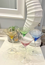 Martini Stemmed Glasses Set 4 Colored Unique ...