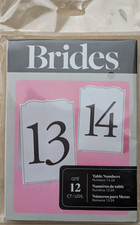 BRIDES Rustic Chic Table Numbers 13-24, White/Black Fold Stand Wedding - NEW