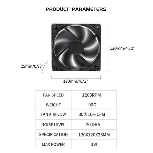 PC Cases Fans CPU Coolers Radiators 120x120x25mm Large 4Pin 3Pin Cooling Fan - Afbeelding 8 van 10
