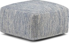 Nate Square Pouf - 20 inch Wide Upholstered Handwoven Cotton Ottoman in