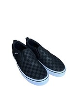 Vans Boy's Kids Asher Checker Black Slip On Skate Shoes-Size 2.5 Unisex Retro