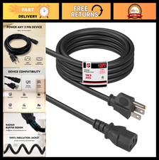 12 Ft 3-Prong AC Power Cord - 10A 125V Replacement Cable for Kitchen Appliances,