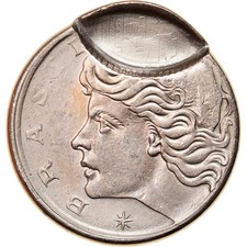 [#840132] Coin, Brazil, 10 Centavos, 1967, error partial brockage, AU(50-53)