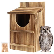 UUMENHA Durable Carbonized Cedar Owl House - 14.5×9×7.5 Inch brown 