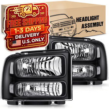 Black Clear Headlights for Ford F250 F350 Super Duty 2005-2007 Pair