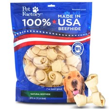 100% Made in USA Beefhide 4" Knotted Bones Dog Chew Treats - Natural Flavor, ...