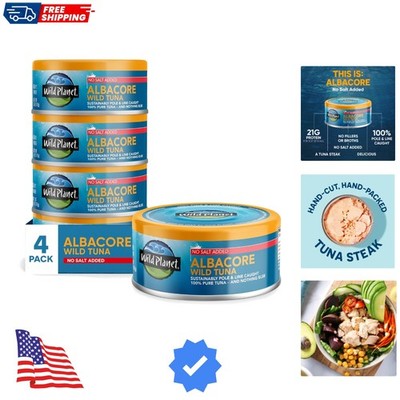 Albacore Wild Tuna, No Salt Added, Canned Tuna, Pole & Line Caught, 5 oz, Pac...