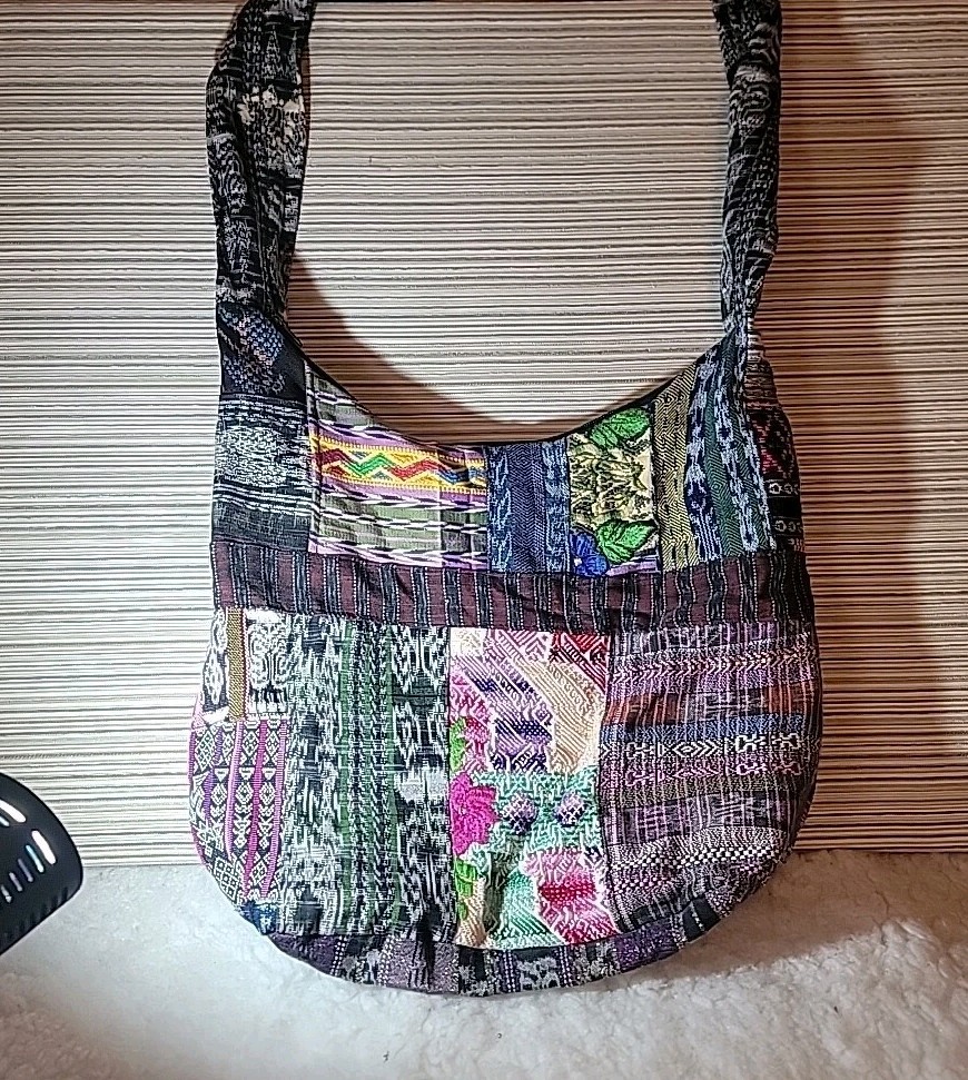 Patchwork Side Pocket Zip Crossbody COTTON BAG Ho… - image 1