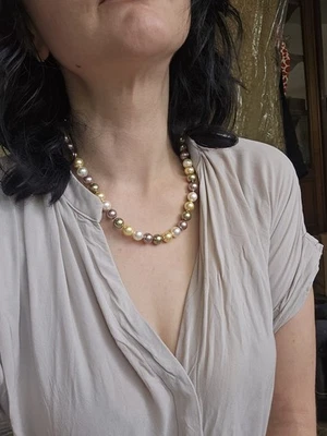 Elegante Perlenkette – Muschelkernperlen – 585 Gold Verschluss – 48 cm - Bild 1 von 4