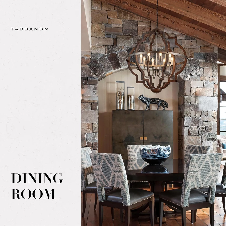 全新 31.5 英寸 8 灯农舍乡村橡木棕色木质吊坠 轻质 快速发货 — 第 2/4 张图片