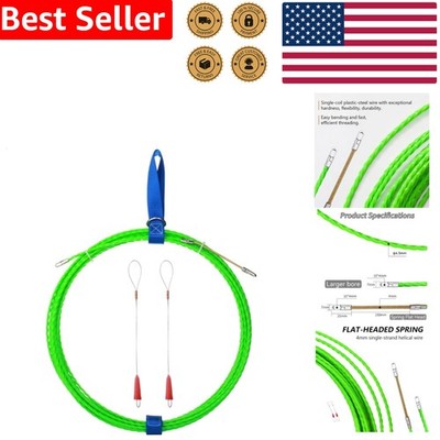 Fish Tape Wire Puller 49FT Plastic-Coated Steel Flexible Cable Threader Tool ...