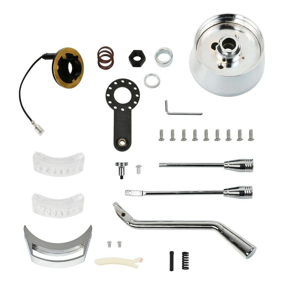 Columna de dirección automática inclinable cromada de 28" con llave y adaptador de 9 pernos Foto 3 de 4