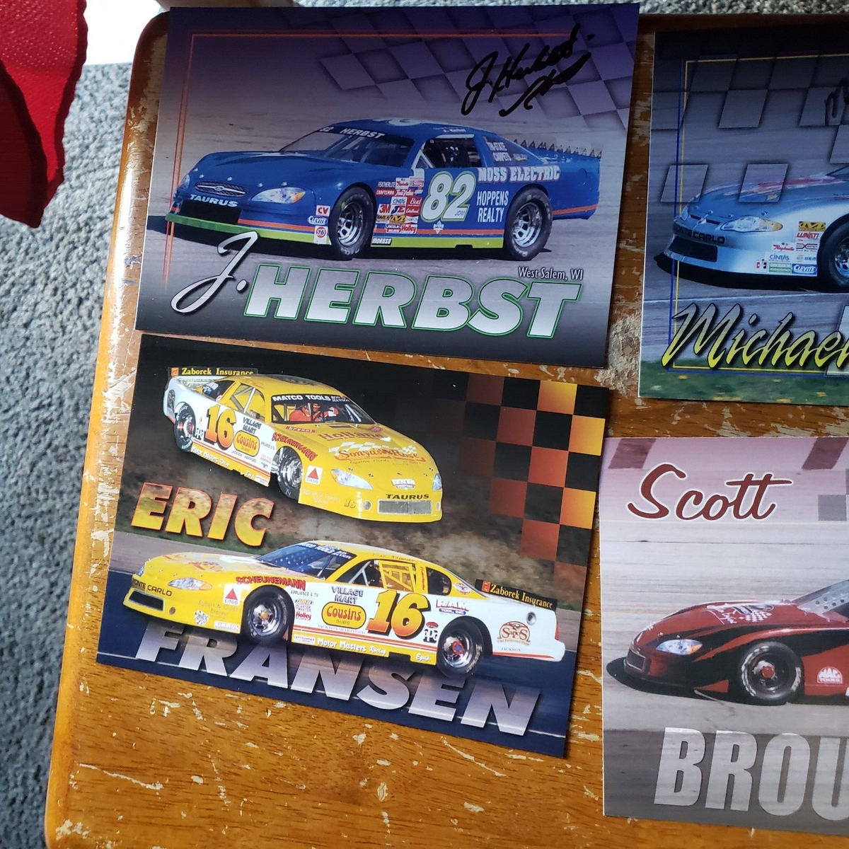 Lot De 8 Affiches/cartes Autographiées NASCAR - Wisconsin Midwest - Occasion