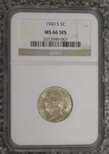 1943-S Jefferson Nickel NGC MS 66 5FS Full steps - 49-001