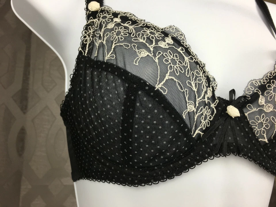 Ruby Pink KEIA Sexy Lingerie Sheer w/ Lace Underwire Bra - Black Polka Dot 1027 - Image 4 of 4