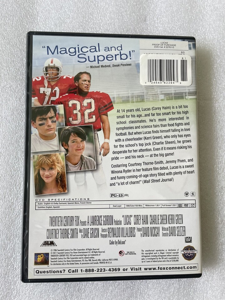 Lucas (DVD, 1986,Corey Haim,Charlie Sheen,Winona Ryder,Kerri Green) eBay