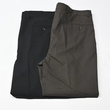 Lot 2 Pronto Uomo 38x32 Black Brown 100% Wool Pleated Cuffed Mens Dress Pants