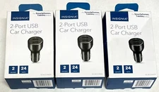 Lot of (3) Insignia - 24 W Vehicle Charger with 2 USB Ports - Black