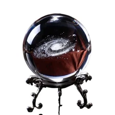 3D Laser Engraved Globe Galaxy Crystal Ball Ultra Transparent Quartz Glass Ball