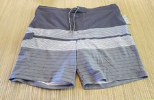 George Swim Trunks Gray White Striped Men's 3XL 48-50 NWT