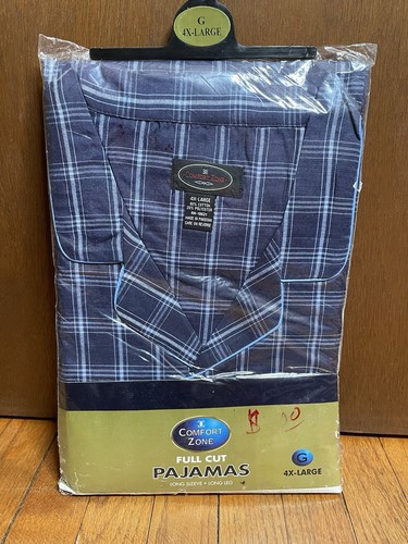 COMFORT ZONE FULL CUT CHECK PAJAMA SET 4X LONG SLEEVE 2pc NEW Dark Blue