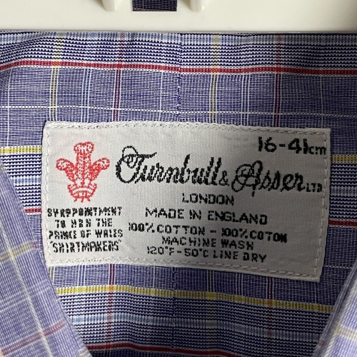 Turnball and Asser Men's Size 16 41 Long Sleeve Button Up Blue Red Yellow Plaid - Picture 4 of 7