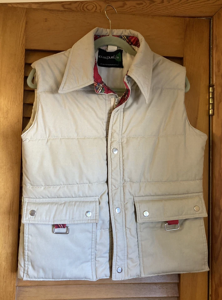 Chaleco de pesca vintage Aspen bronceado para hombre talla mediana con cremallera aislada con bolsillos Foto 2 de 4