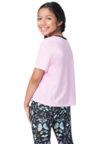 Justice Girls Top Pink Size 10 Pullover Short Sleeve Butterfly Graphics Colorful - Picture 4 of 12
