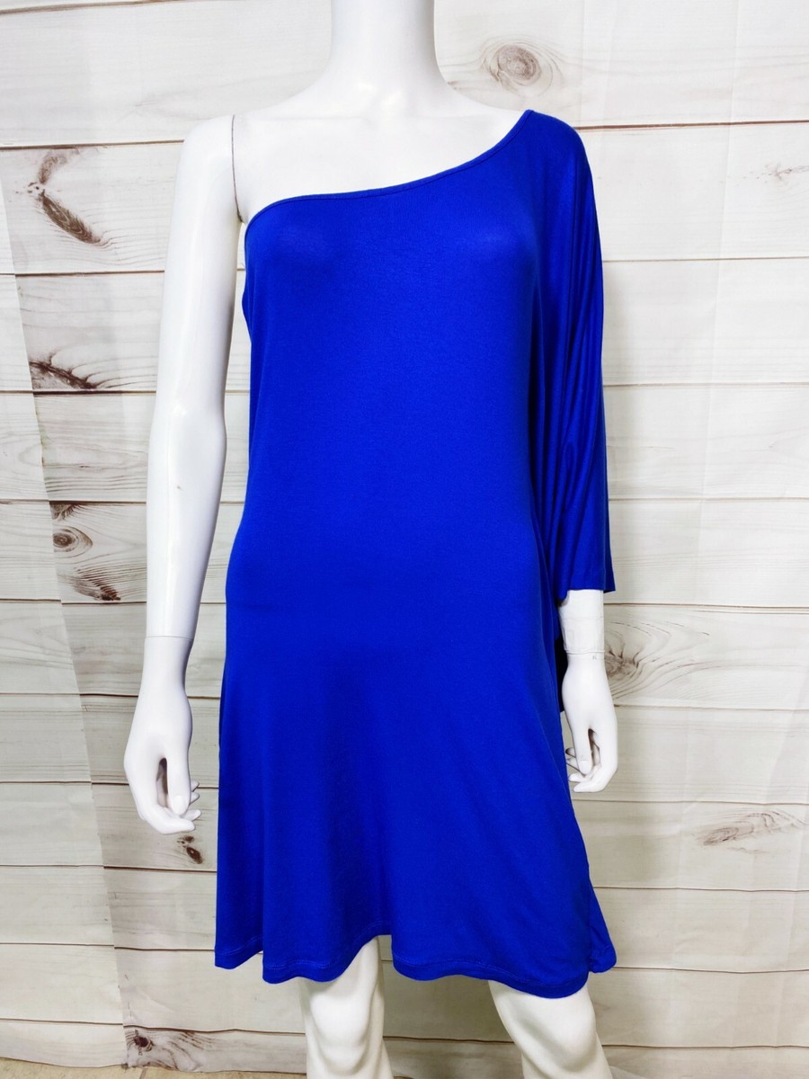 Express Womens One Shoulder Dress Size M Blue Pullover
