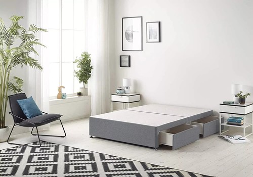 Divan Bed Set With Drawer and Headboard Plush Velvet Solid Base Double & King - Picture 2 of 14
