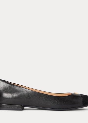 NEW Authentic RALPH LAUREN Gaines Nappa Leather Flat Black SHOES Flats UK 5.5 - Picture 3 of 4
