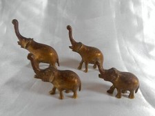 SCULPTURE / FIGURINE / SUITE OF 4 COPPER OR BRASS ELEPHANT STATUETTES 