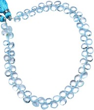 Natural Blue Topaz Gem Beads 5 mm Size Heart Briolette 8" Strand