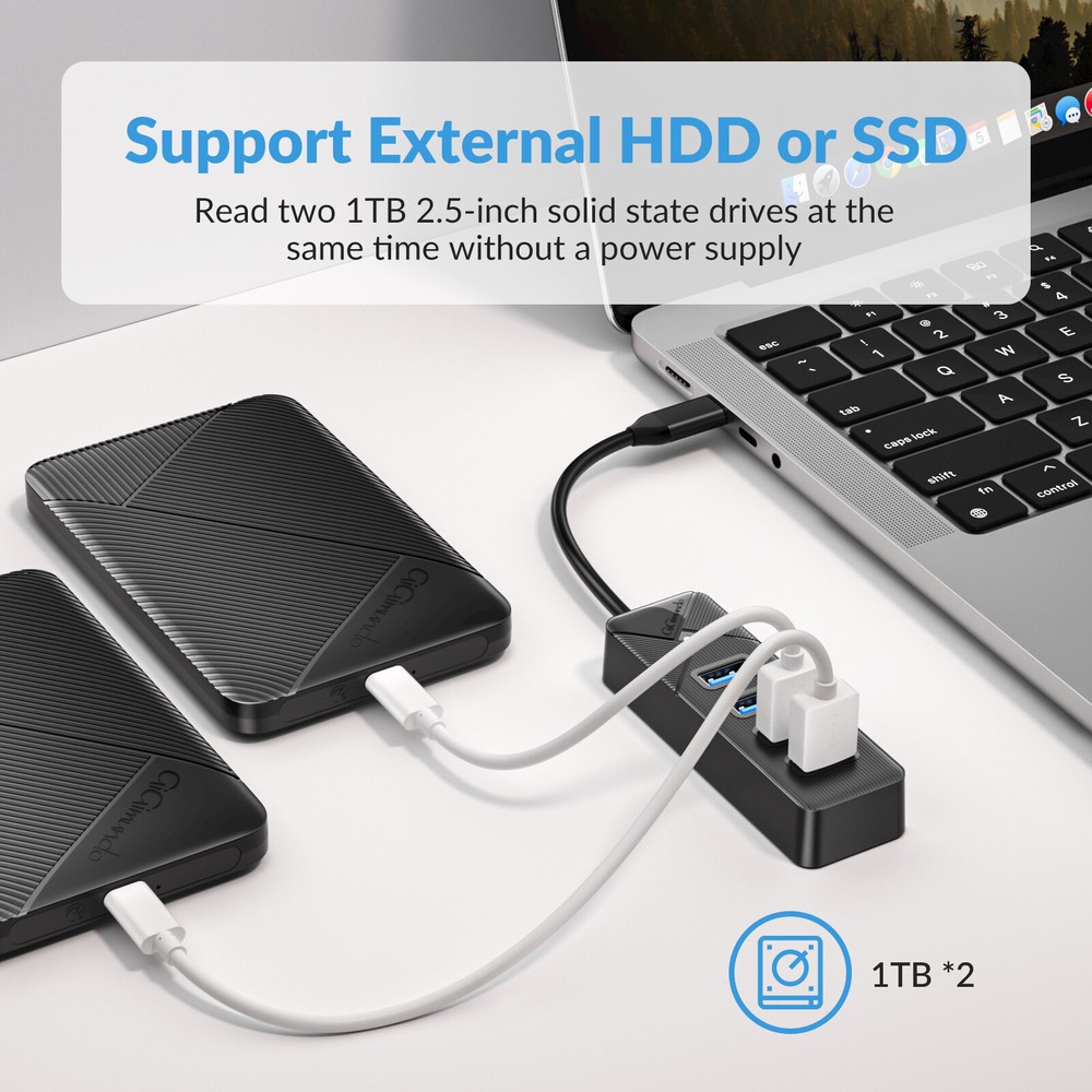 4-Port USB 3.0 Hub - High-Speed Data Transfer for PC & Laptop