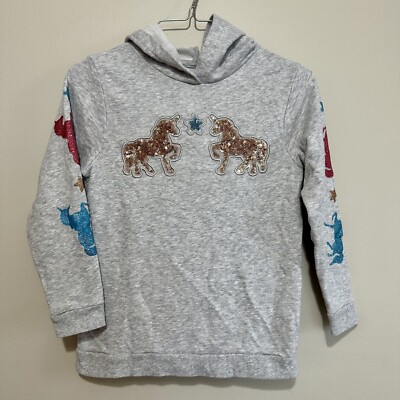 Super Cute Sequin & Glitter Unicorn Fantasy Hoodie Girls Size 8