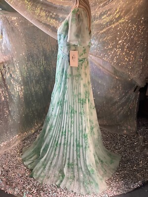 Theia Alani Pleated Flutter Sleeve Pale Green Dress Women's Sz 12 NWT  AUTHENTIC | eBay