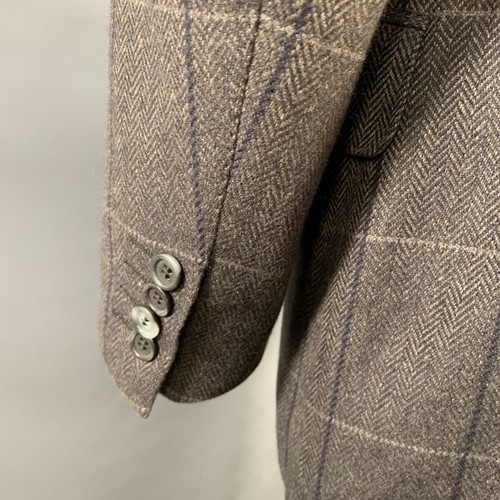 LARUSMIANI Size 42 Brown Black Beige Window Pane Cashmere Sport Coat - Picture 4 of 10