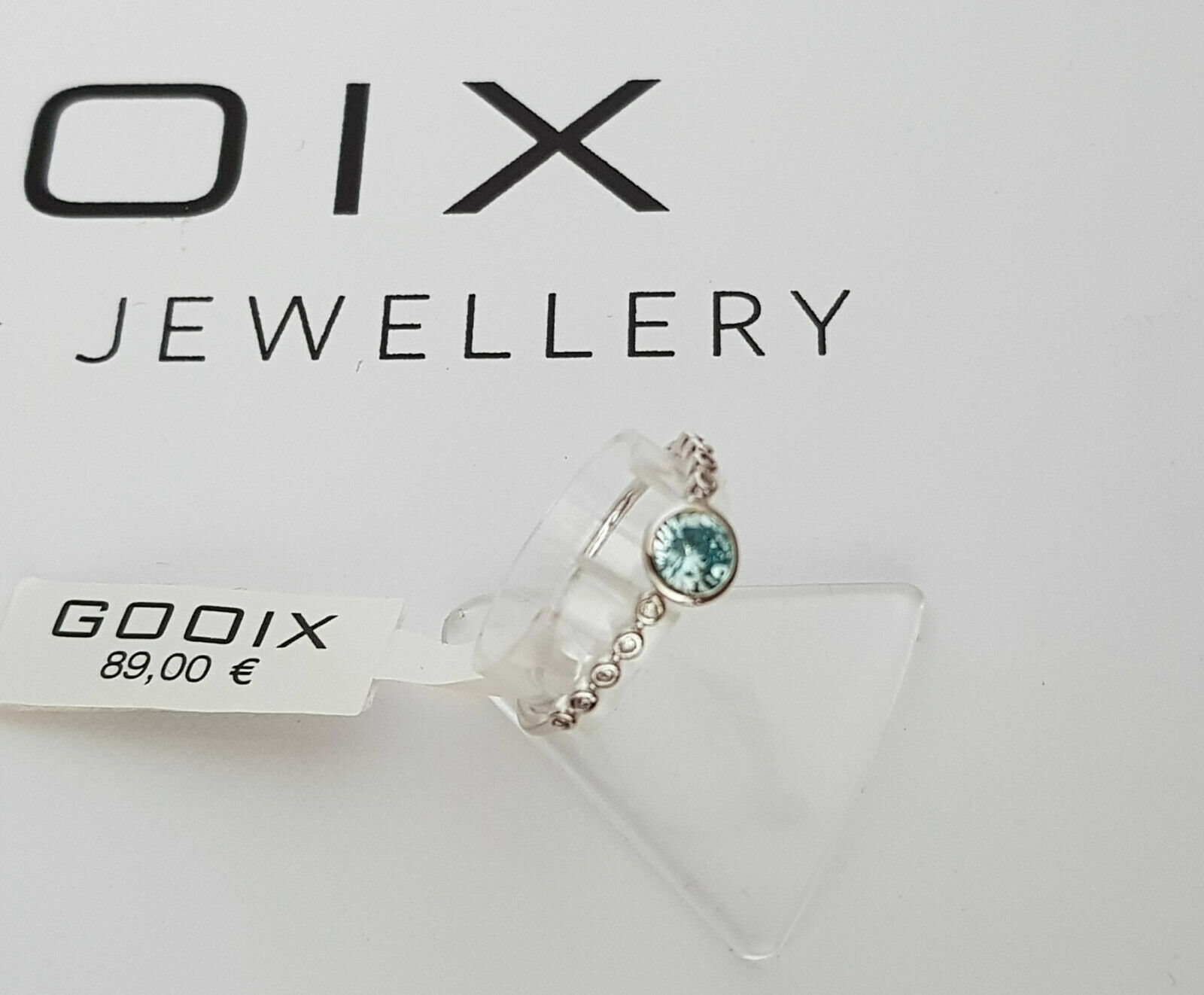 Bague Gooix en argent sterling et topaze bleue véritable T58