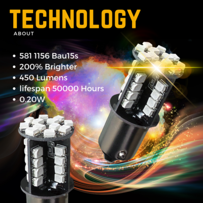 581 Bau15s Py21w Led Indicator Amber Canbus Light Bulbs Signal 1156 Car