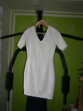 Cream mini dress evening party dress clubwear cocktail simple dress size 8. 256