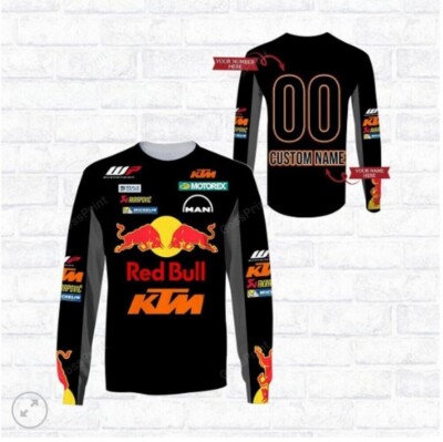 Custom name KTM Long sleeve Shirt 3D Print Racing Size S-5XL US Black New 2025