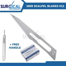 1000 Scalpel Blades #11 Surgical Dental ENT Instruments with Free #3 BP Handle