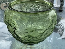 Vintage E.O Brody Company Green Glass Bowl Jar 5” Candy Centerpiece Bowl USA