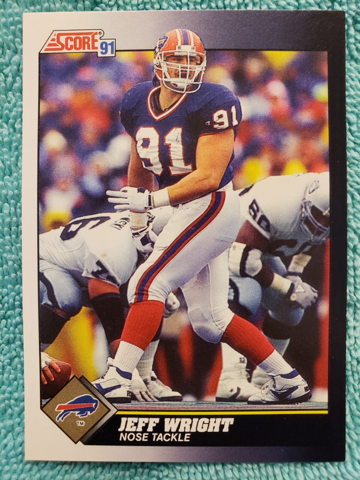 1991 SCORE JEFF WRIGHT ROOKIE #493 BUFFALO BILLS RC 