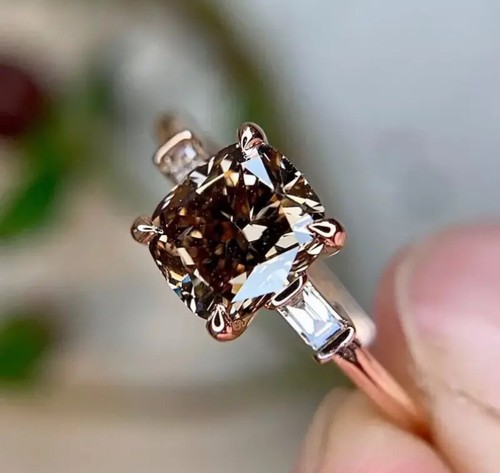 Women’s Chocolate Princess Engagement Ring Size 6 Inlaid Solitaire Accents 🎀 - Picture 3 of 6